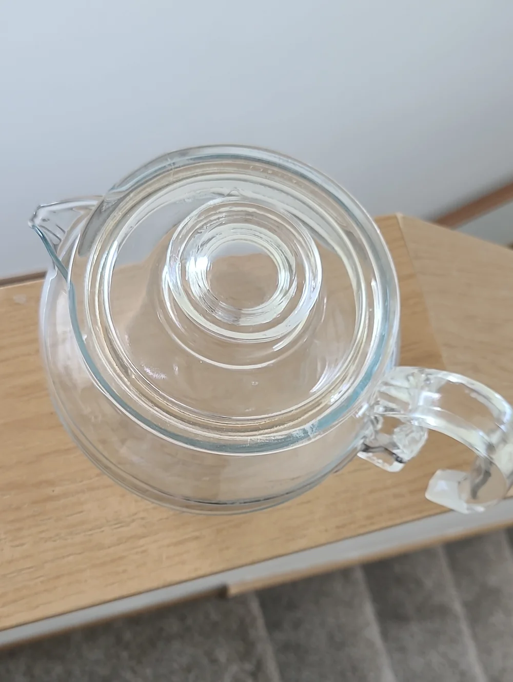 Vintage Pyrex Clear Glass Teapot with Silver Band